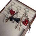 Fashion Simple Y2K Ankela Red Love Heart Bow Keychain Accessories Bag Pendant Hanging Decor Handmade Bow Beads Phone Chain Charm