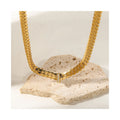 Wholesale Fashion Chain Choker Necklace 18K PVD Gold Plated Stainless Steel Chain Necklace with Zircon Flat Snake Chain Necklace