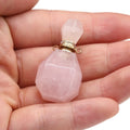 HZ Custom Luxury Empty Natural Mini Pink Quartz Antique Oil Necklace Crystal Perfume Bottle