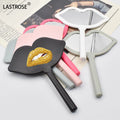 Make Your Own logo Lip Shape Hand Mirror  Black Pink Makeup Mirrors for Women's Daily Makeup