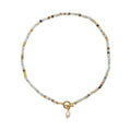 Cheap Price Light Aquamarine Gemstone Beads Necklace 18k Gold Plated OT Clasp Pearl Pendent Weeding Necklace for Women