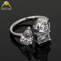 Goldleaf Hot Popular  Custom Fine Jewelry Ring Trendy Style 3 Stones 5A Cubic Zirconia Cz S925 Silver Ring Wedding Rings