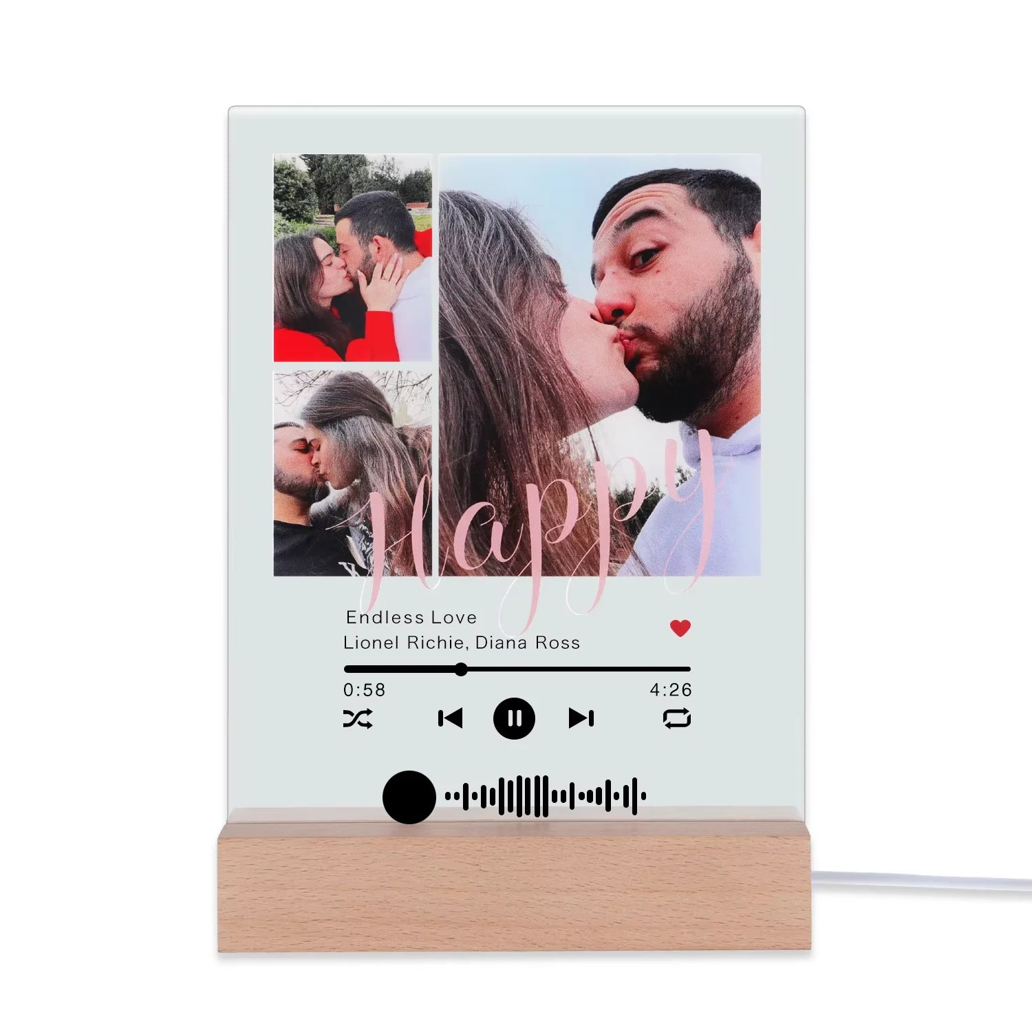 Hot Sale Custom Romantic Gift Diy Acrylic Led Music  Plaque With Lamp With Valentine's Day Gift