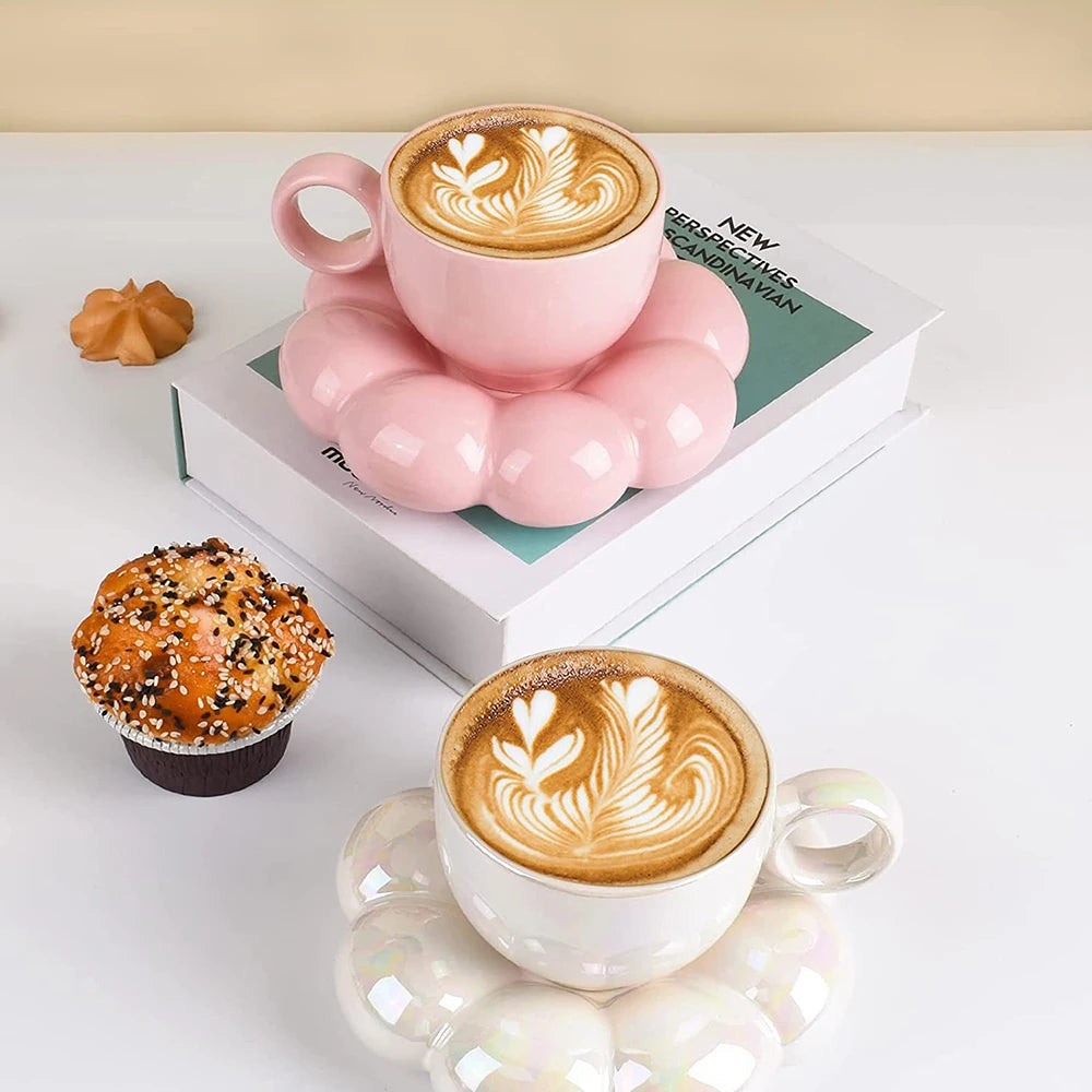 Creative Cute 7oz Ceramic Cup with Sunflower Coaster Porcelain Dishwasher Microwave Safe for Tea Latte Milk in Office or Home