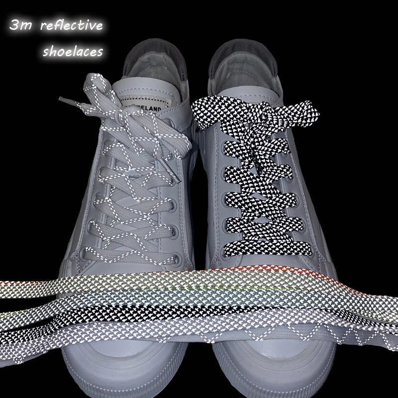 3M Flat Reflective Sport Shoelaces Colorful Luminous Polyester Laces for Sneakers Models AF/AJ