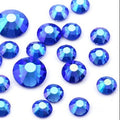 Bling Strass Crystal  Non Hot Fix Sapphire AB Multi Sizes Glass Flat Back  Rhinestone for  Decoration