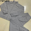 Custom Streetwear Men's Windbreaker Track Suit 2 Piece Set Lightweight Oversized Plain Piping Nylon Tracksuit Men