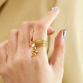 2025 Fashion Pearl Snake Ring Stainless Steel Open Ring 18k Gold Plated Ring for Women Girls