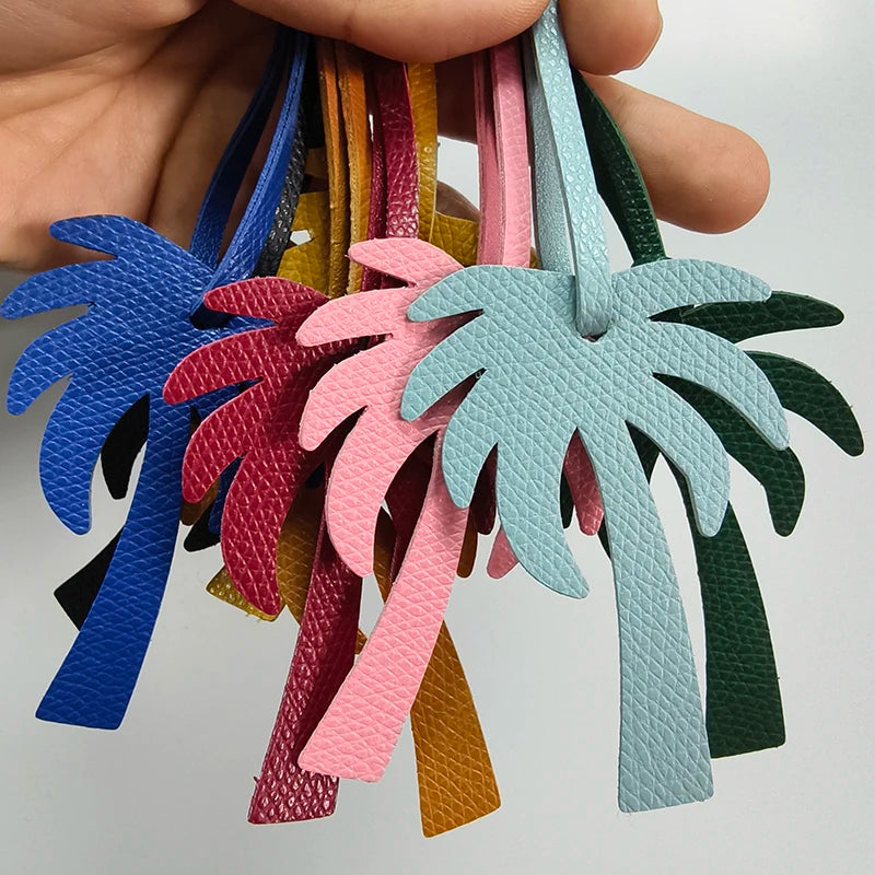 Wholesale Leather Palm Tree Maple Leaf Keychain Animal Key Chain Women Bag Charm Backpack Pendant