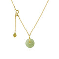 Elegant Gold Plated Choker Necklace Good Fortune Blessing Gift Donuts Shaped Dainty Hetian Jade Pendant Necklace for Women Girls