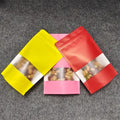 Custom Heat Sealable Multi Color Candy Cake Tea Stand up Packaging Kraft Paper Bag With Window and Zipper