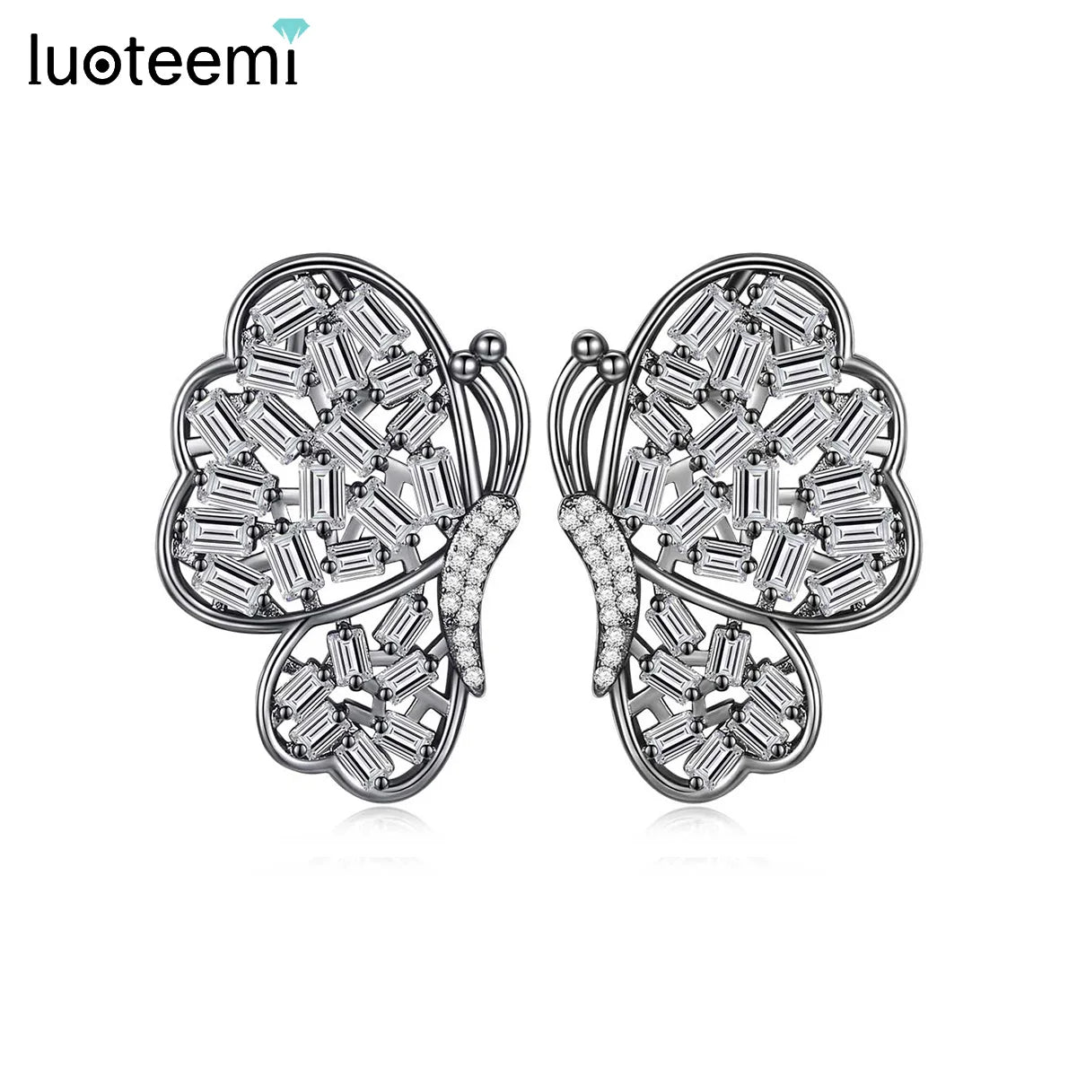 LUOTEEMI Luxury Woman Jewelry Designer Zircon Bohemian Big Bridal Wedding Earing Fashion Large Earrings