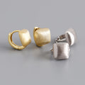 New Arrival S925 Silver Earrings Tiny Hoop Ear Clips Square Brushed Personalized Silver Earrings for Women