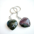 Hongzhuo Indian Agate Heart Charm Natural Stone Gem Key Chains Rings Gem Keyring Gifts Women Men Jewelry Presents