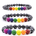 New Style Fashion Snowflake Stone with Rainbow Stone Elastic Colorful Bracelet 6MM 8MM 10MM Choose
