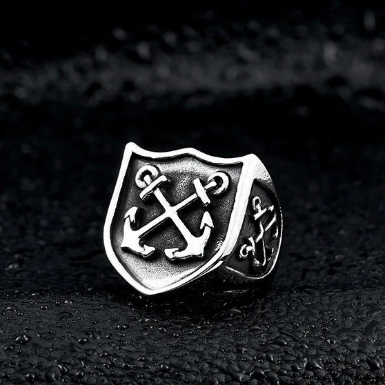 SS8-324R Steel Soldier Men and Women Ring Fashion Anchor Embossed Stainless Steel Ring