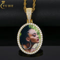 Custom Memorial Pendant Hip Hop Jewelry 28mm 925 Sterling Silver VVS Moissanite Diamond Iced Out Oval Picture Necklace Pendant