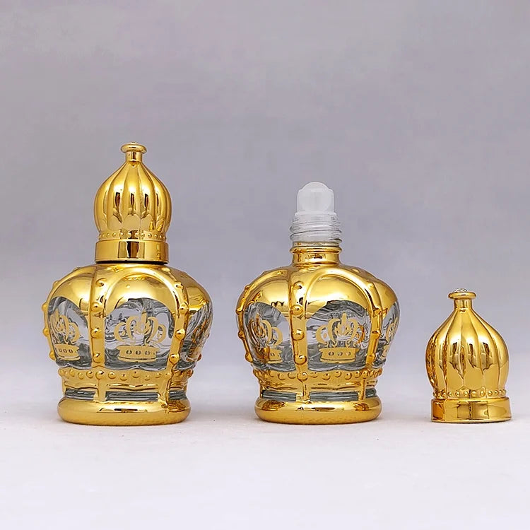Popular Wholesale Empty Glass Attar Bottle Crown Shape 6ml 12ml Tola Bottle