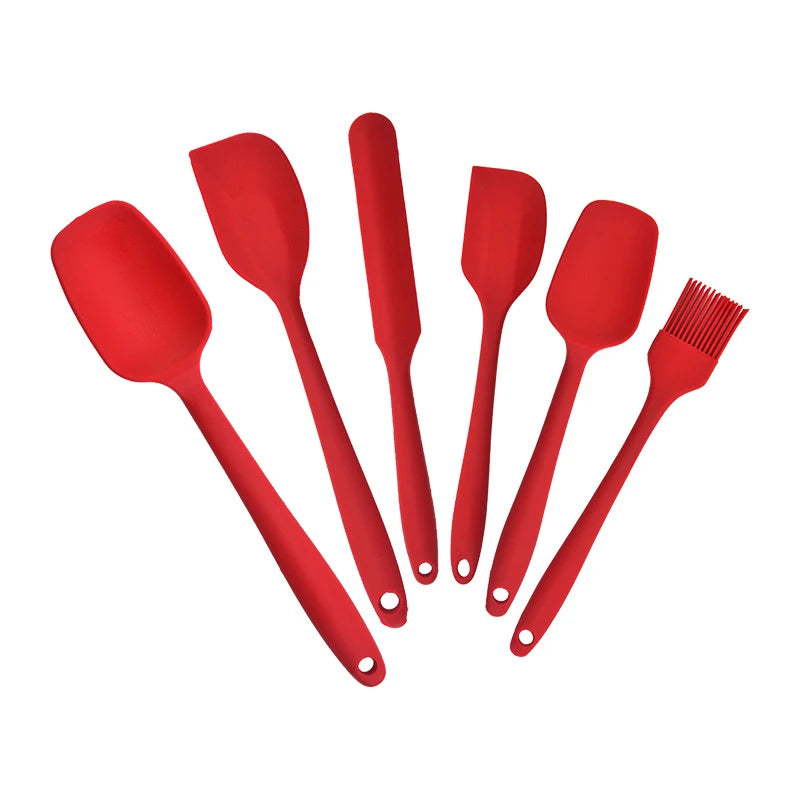 Heat Resistant Non Stick Dishwasher Safe BPA-Free Food Grade Silicone Rubber Spatula Sets 6-piece Set for Baking