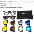 Yiwu Factory Square TR90/PC Frame Yellow/Black/Blue/Silver/Brown 5-in-1 Polarized TAC UV400 Protection Clip-on Magnetic