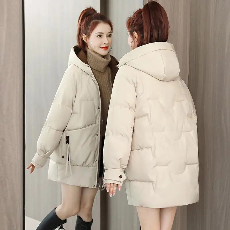 Winter New Women's Long New Loose Fashion Slim Down Cotton-padded  Jacket Cotton-padded Jacket