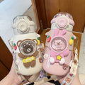 M88 Cartoon Children's Thermos Food Grade 500ml BPA Free Cute Student Water Cup Portable Straw Vacuum Water Bottle