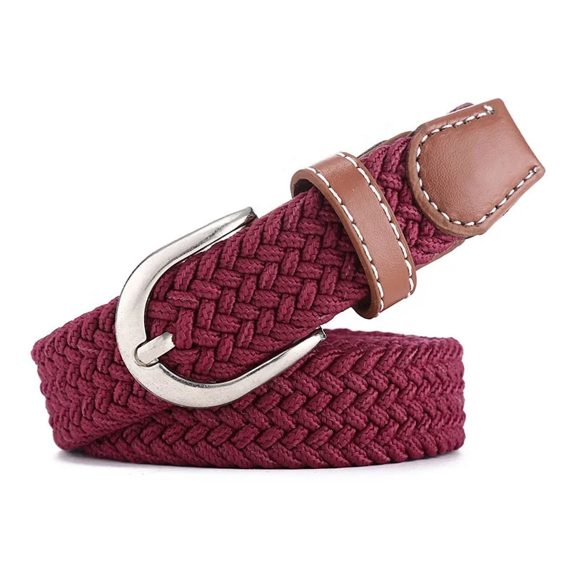 2025 Wholesale Student Uniforms and Jeans Accessory 1 Inch Width Adjustable Multicolor Braided Stretch Belt for Kids