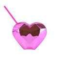 Custom Logo Valentine's Day 24oz Special-shaped Water Cup Creative Heart-shaped Plastic Water Tumbler With Color Straw