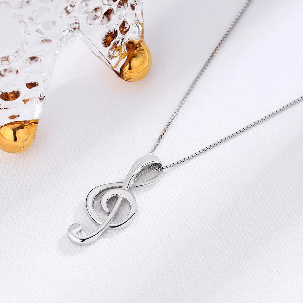 Rainbowking Chic Music Symbols Collarbone Chain Necklace Personalised Simple Musical Note 925 Silver Fine Jewellery Wedding Gift