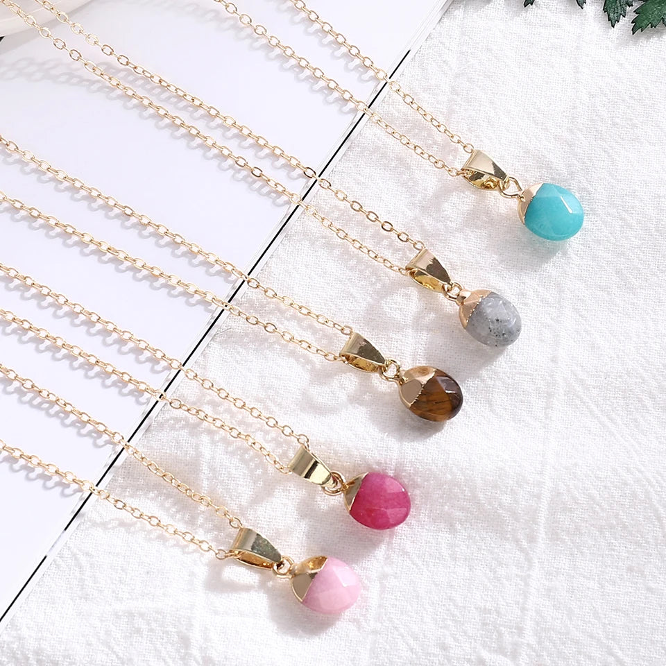 New Arrival Tears Shape Pendant Multicolor Nature Stone Crystal Pendant Mini Stone Pendant