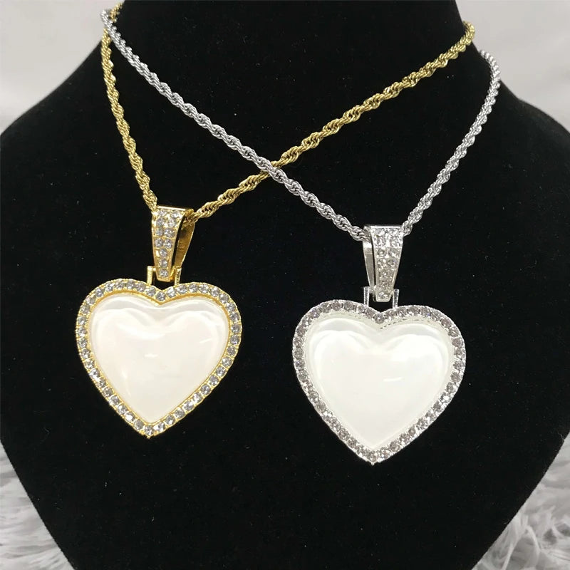 RubySub 2020 New Heart Sublimation Necklace Hip Hop Jewelry Necklace Sublimation Necklace Blanks