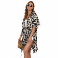 Women Summer Shawl Kimono Bohemian Leopard Printed Beach Cover up Blouse Bikini Beachwear Blouses & Shirts Kimono Cardigan Tops
