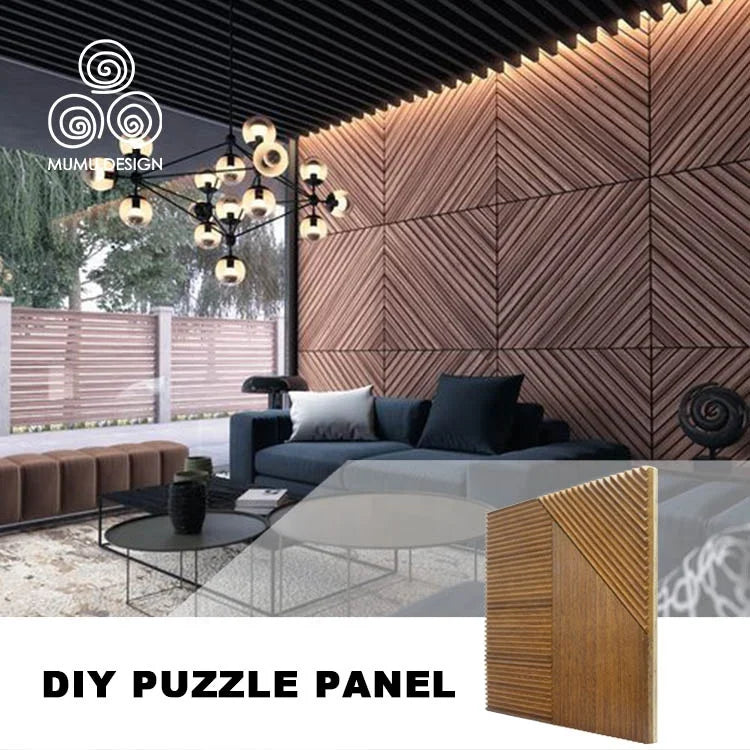 MUMU Groove Eco Square Glamorous TV Partition Interior Decorative Wooden Slats Wall Board Cover Panel
