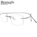 Borregls Rimless Titanium Glasses Frame Men 2025 Brand Design Ultralight Frameless Square Eyeglasses Women Optical Eyewear 85634