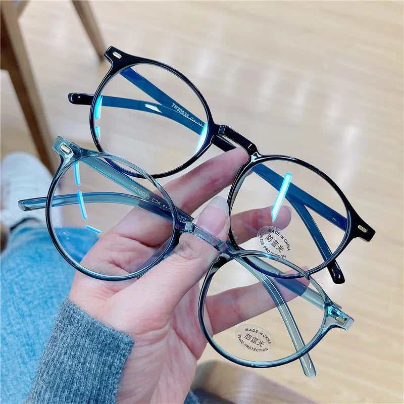 2024 New TR90 Eyeglass Frames ultra Light Anti Blue Light Retro Round Men and Women Glasses