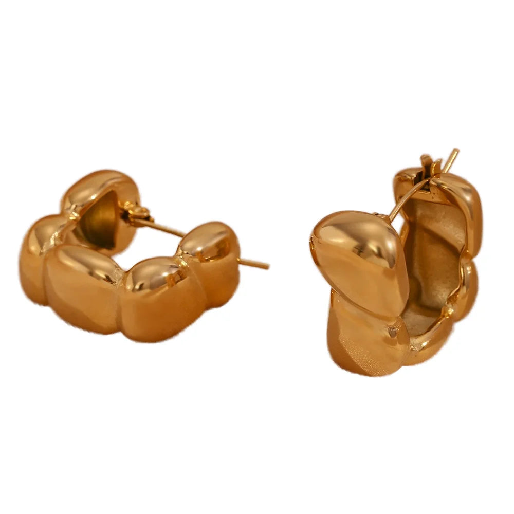 New Design Chunky U Shape Hoop Earring PVD Gold Plated Stainless Steel Statement Earrings