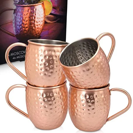 Stainless Steel Barrel Beer Mug with Copper Plated Moscow Mule Mugs Set