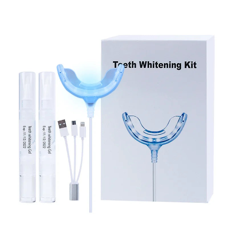 Professional Home Teeth Whitening Kit with LED Light & 3 Syringes Formula for Optimal Teeth Whitening