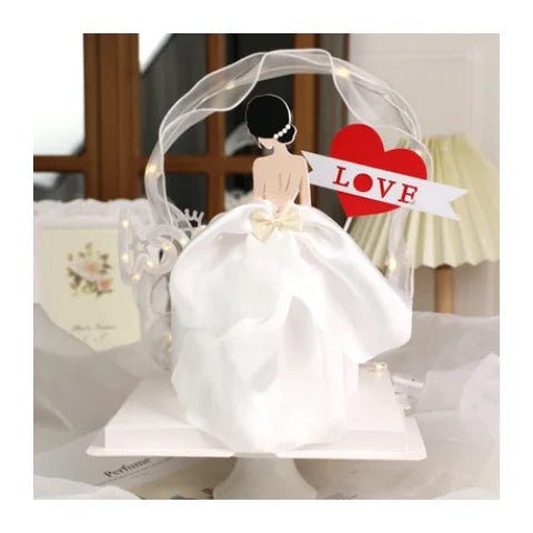 New Arrivals Paper Girl Black Dresses Cake Topper  Mother's Day Wedding Party Celebration Valentine's Day Gift White Cake Plugin