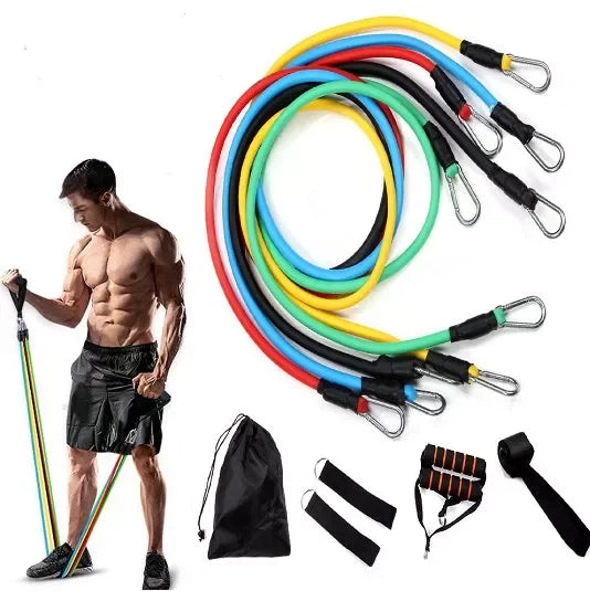 Hot Selling Adjustable TPE 11pcs 150LB 200LB 250LB  Elastic Bands Tube Sets Fitness Resistance Bands Set
