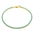 FUAMAY Adjustable 925 Silver Tennis Chains with Natural Turquoise Diamond Gemstone Bracelets Micro Tennis Fashion Accessories