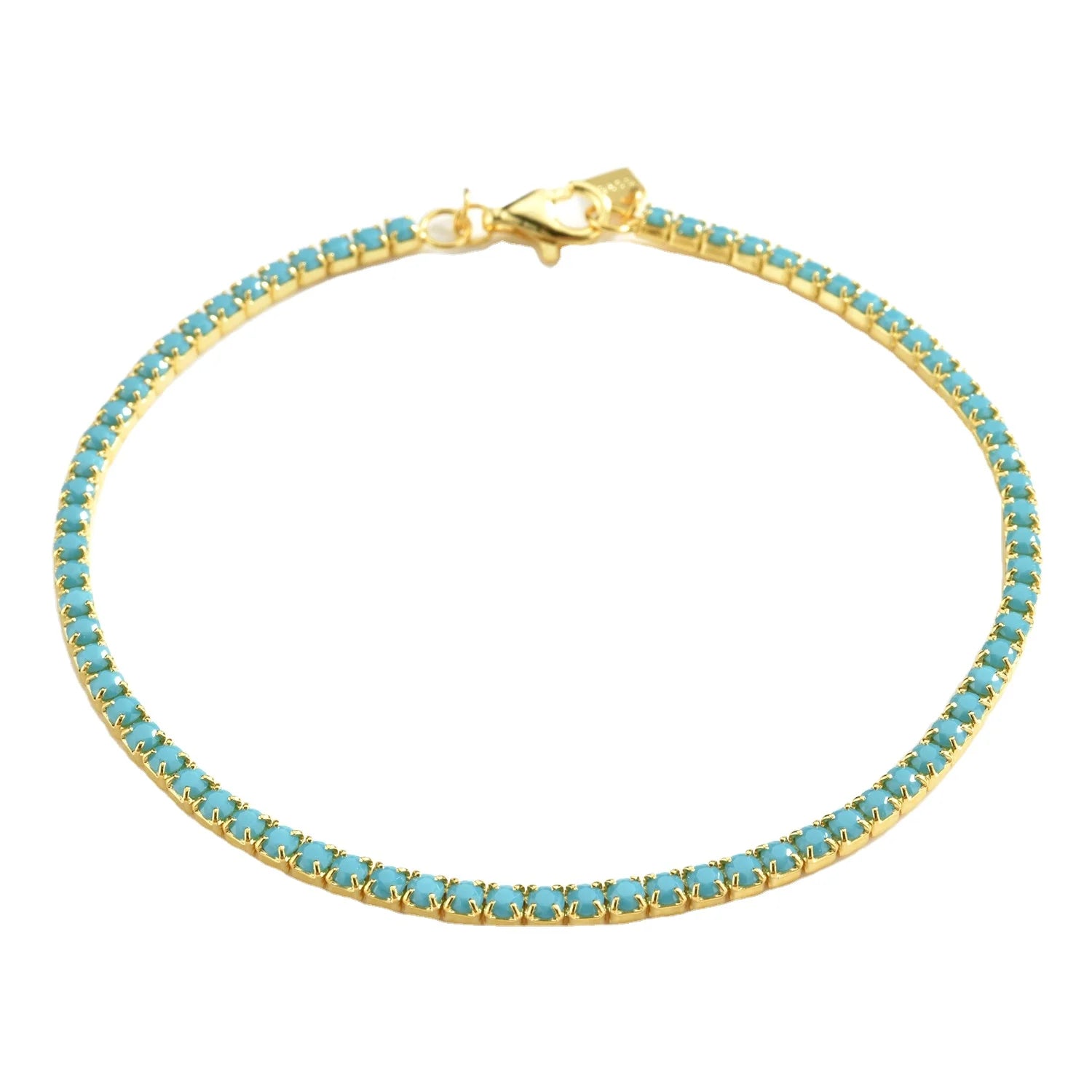 FUAMAY Adjustable 925 Silver Tennis Chains with Natural Turquoise Diamond Gemstone Bracelets Micro Tennis Fashion Accessories