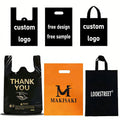 Personalized Plastic Bags Printing Custom Large Supermarket Merchandise Shopping T Shirt Handle Carry Bag Thank You Die Cut Bag