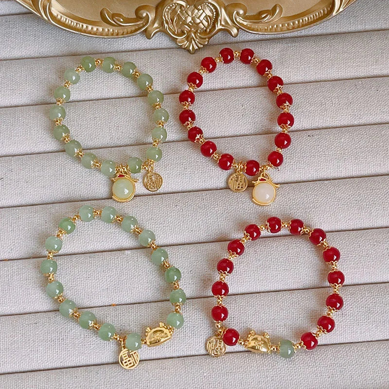 Trendy Chinese Style Jade Dragon Bracelet Female Crystal Glaze Dragon Bracelet Antique Glaze Ceremony Bracelet