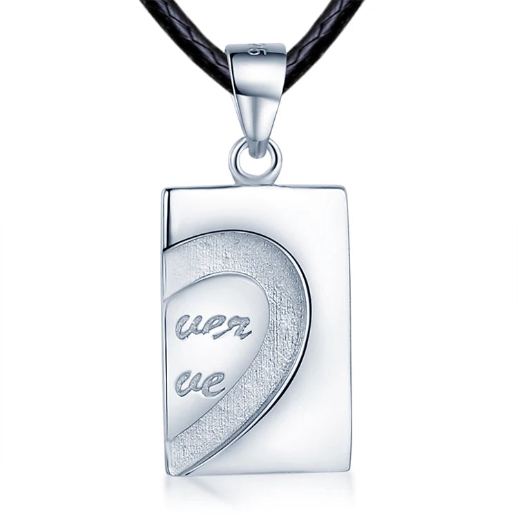 Half Heart Necklace for Men Forever Love Couple 925 Sterling Silver Chains with Zircon for Weddings