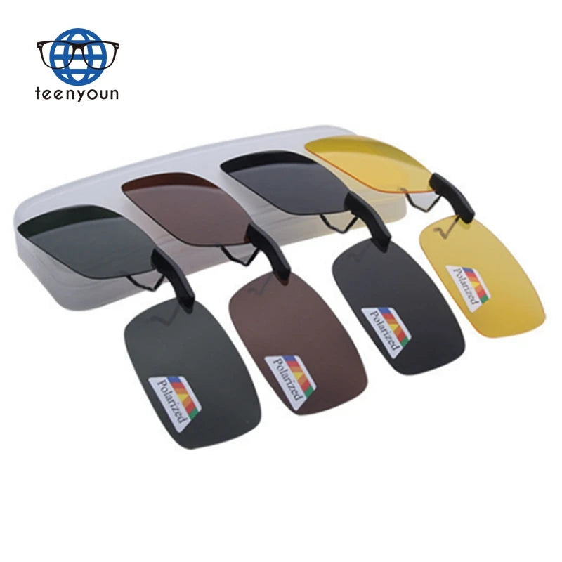 Teenyoun Unisex Polarized Clip on Sunglasses Near-Sighted Driving Night Lens Anti-Uva Anti-Uvb Cycling Riding Eyewear