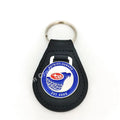 Custom Shape Genuine Leather Car Keychain Brand logo Metal Keychain