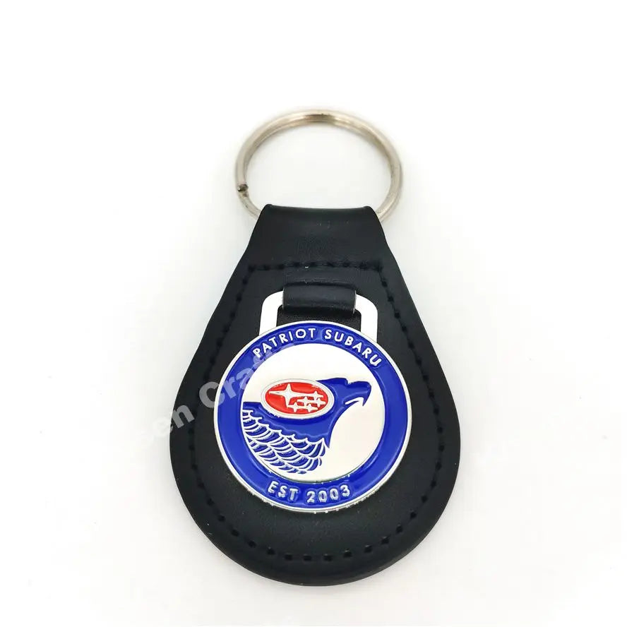 Custom Shape Genuine Leather Car Keychain Brand logo Metal Keychain