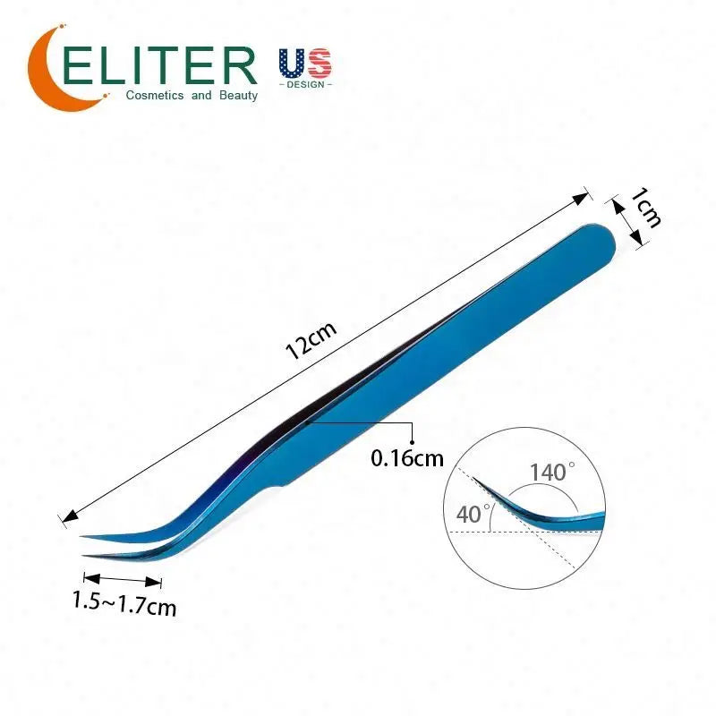 ELITER Hot Sell Lash Tech Tweezers Lash Extensible Tweezers Private Label Eyelashes Tweezers Stainless Steel