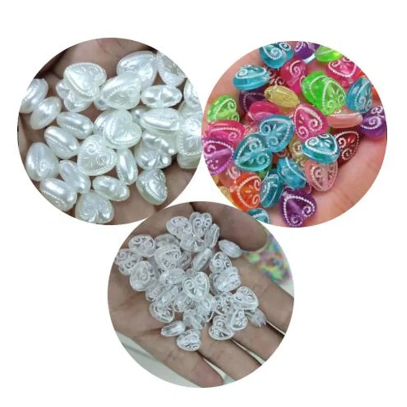 Colorful Transparent Acrylic Heart Shape Charms Cute Plastic DIY Beads for Handmade Pendant Bracelet Jewelry Decoration